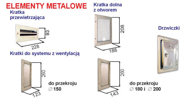 Elementy metalowe systemu kominowego Uniwersal
